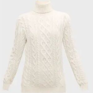 TSE Cream Cable Knit Turtleneck Sweater